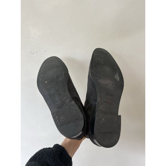 Hugo Boss Made in ITALY Black Suede Leather Mens Chelsea Boots 8.5 10 Pull On - Picture 4 of 6